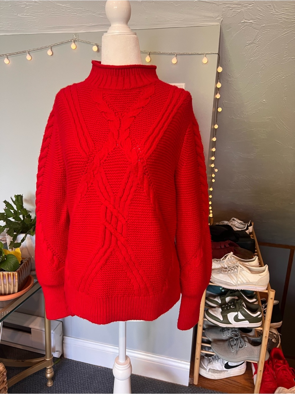Banana Republic Red Cable Knit Turtleneck Sweater - Women